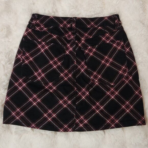 Plaid Zip Jean Mini Skirt - Picture 2 of 4